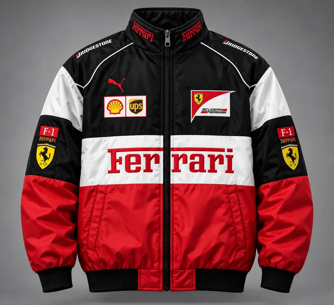 Ferrari F1 Oversized Jacket — Red & White