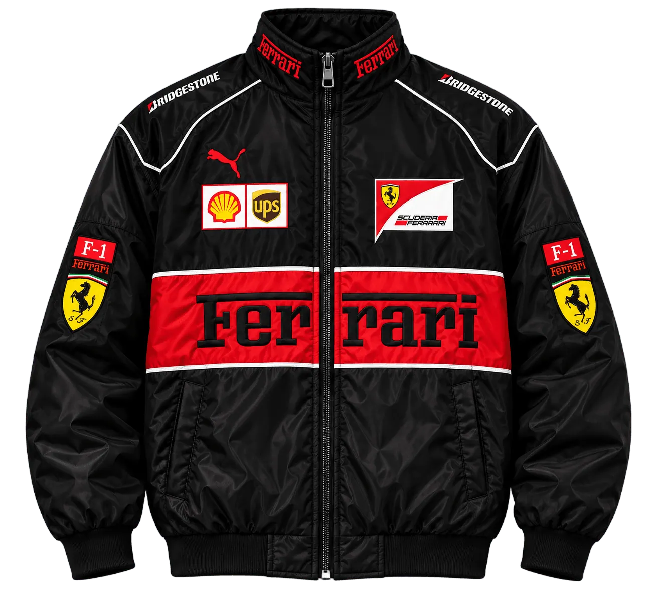 Black & Red Ferrari F1 jacket, front